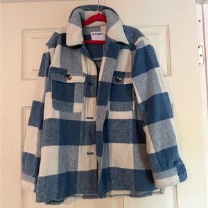 Old Navy Blue and White Plaid Shacket